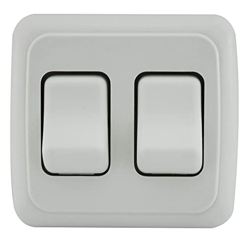 Double Spst On-Off Switch With Bezel, 12-Volt, For Rv, Trailer, Camper (White)